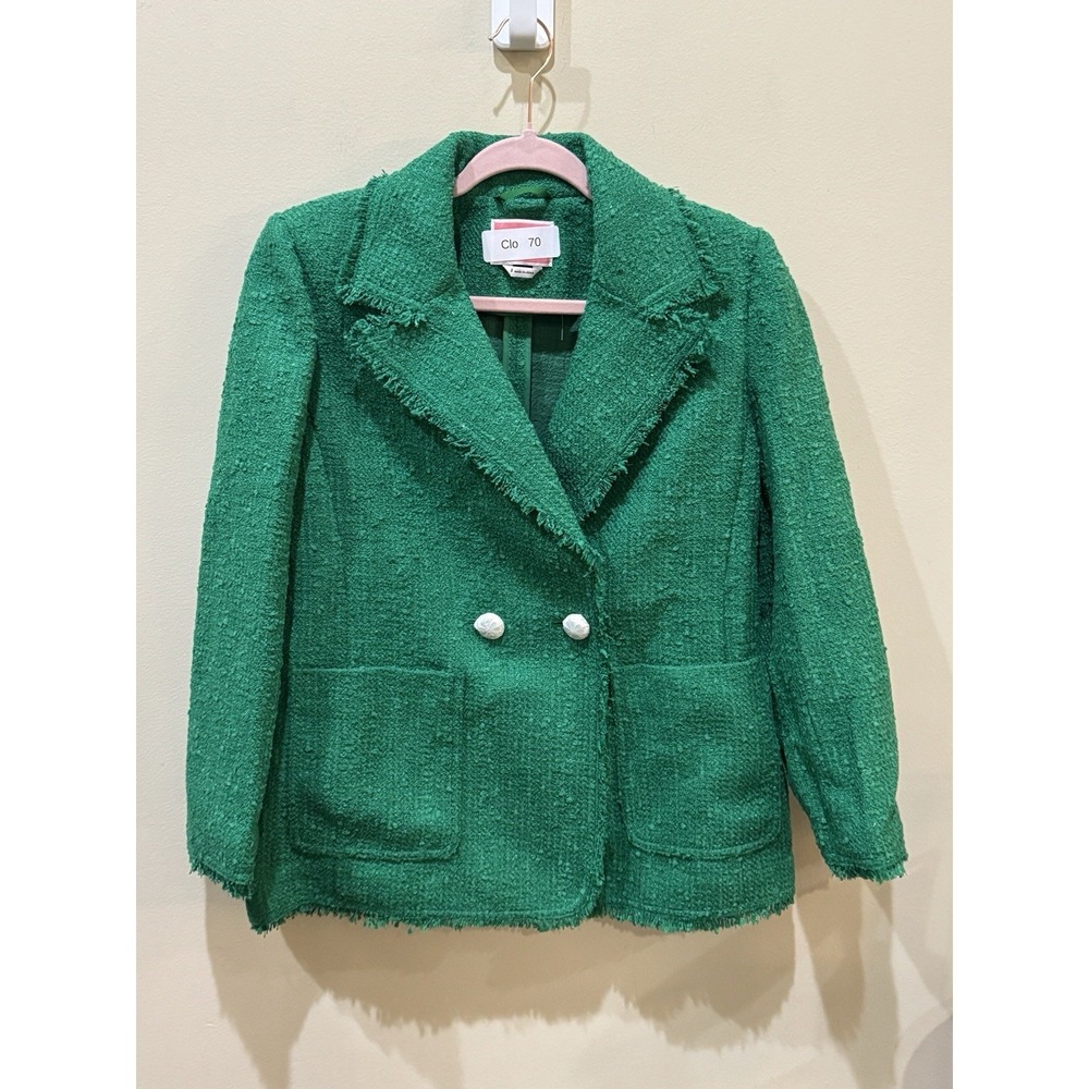 Kate Spade sequin tweed‎ Double Breasted blazer Kelly green Size 8 Shamrock - Picture 5 of 12